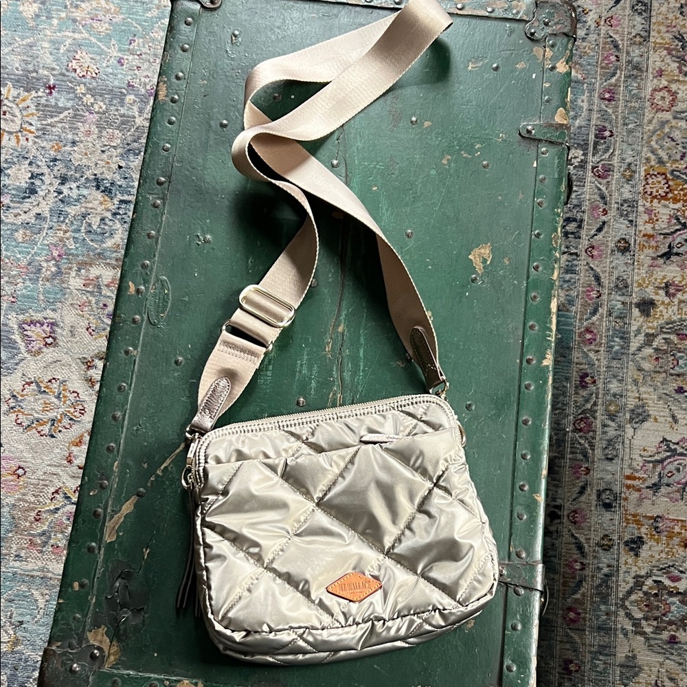 MZ Wallace Metallic Pewter Crossbody Bag
